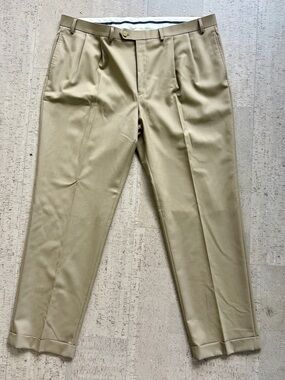 Lauren Ralph Lauren Total Comfort 100% Wool Dress Pants Khaki 42x31 Pleated